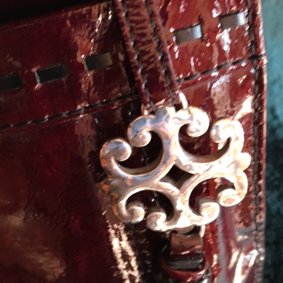 Dark bing cherry red patent Brighton handbag - Picture 7 of 9